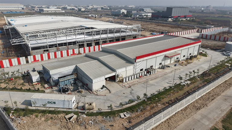 建設途中のKaynes半導体後工程工場(空中写真)